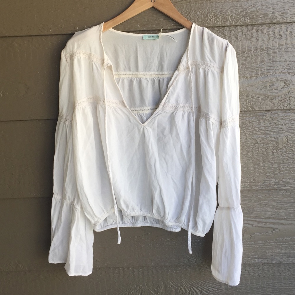 Kimchi blue cream bell sleeve cropped blouse